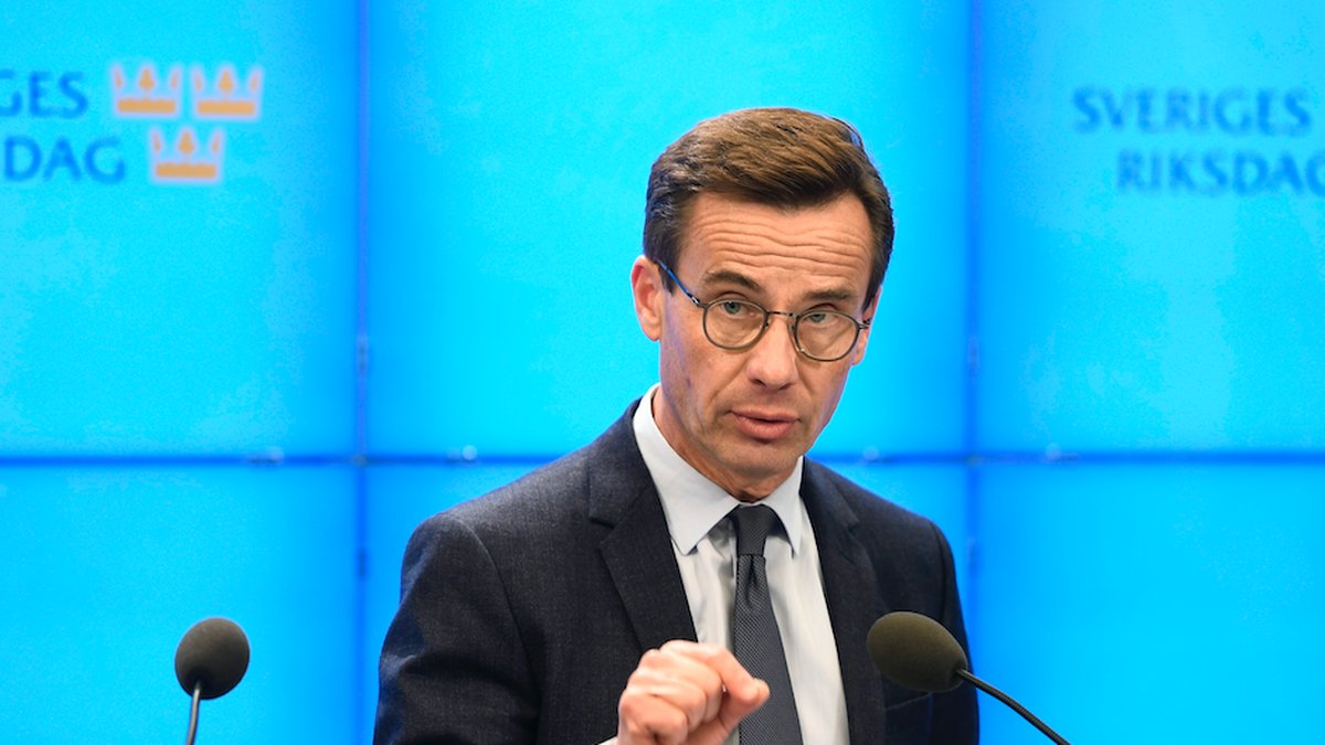 Ulf Kristersson i riksdagens mediacenter