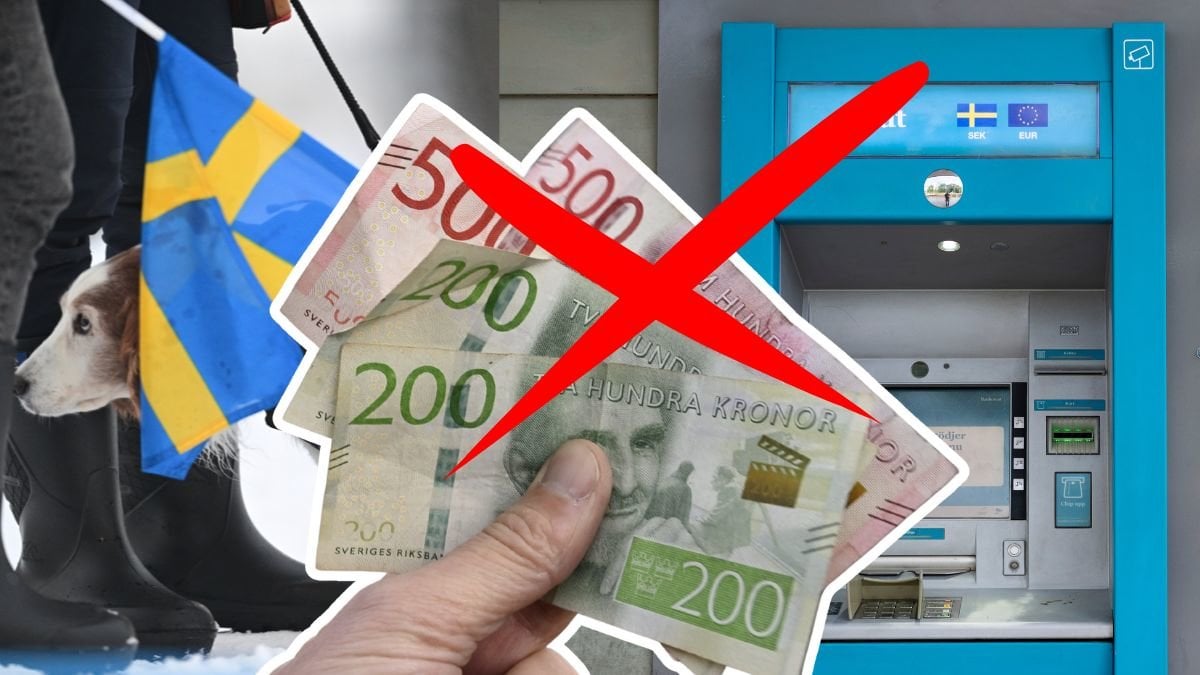 Bankomat, kontanter och en hund