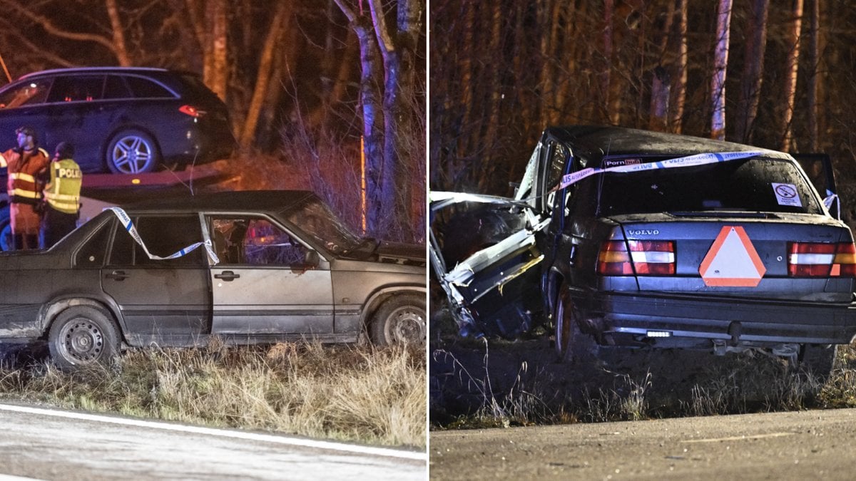 Tre personer har förts till sjukhus efter en krock mellan en A-traktor och en personbil. 