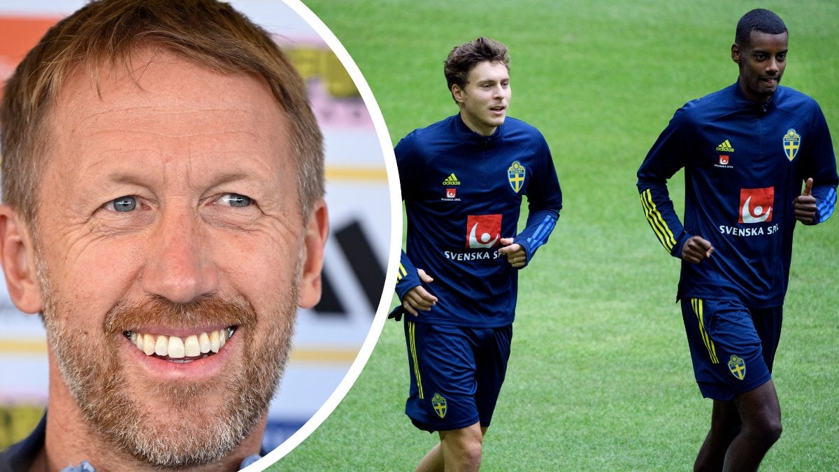 Graham Potter, Victor Nilsson Lindelöf och Alexander Isak.