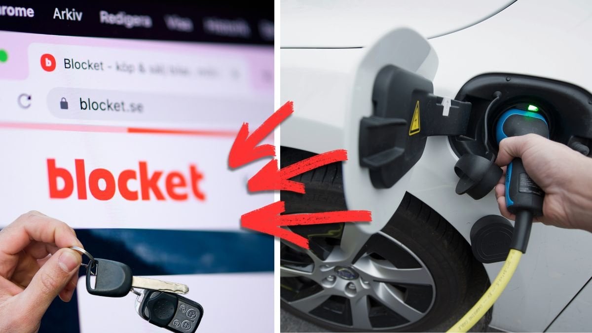 Blocket bild och ladda en elbil.