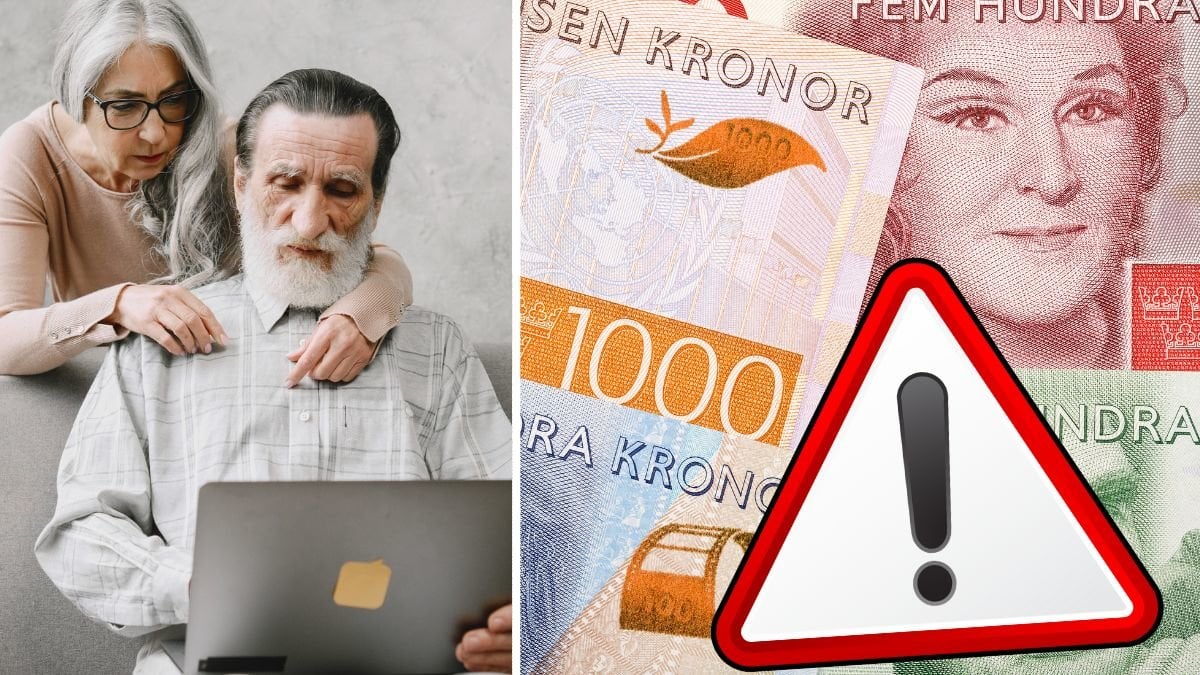 Par vid dator som håller om varandra och pengar i olika valörer.