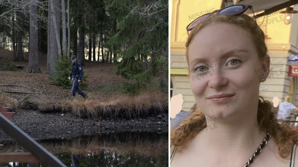 Polisen söker spår efter Tove i Vetlanda i en damm. 