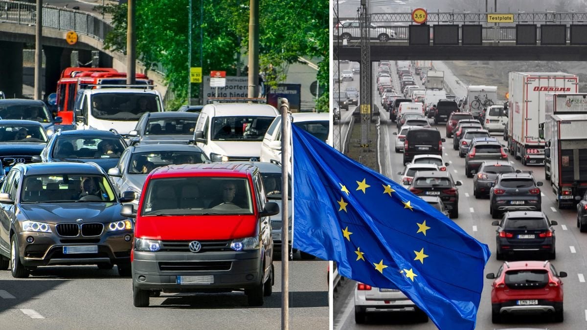 Bilkö och en EU-flagga.