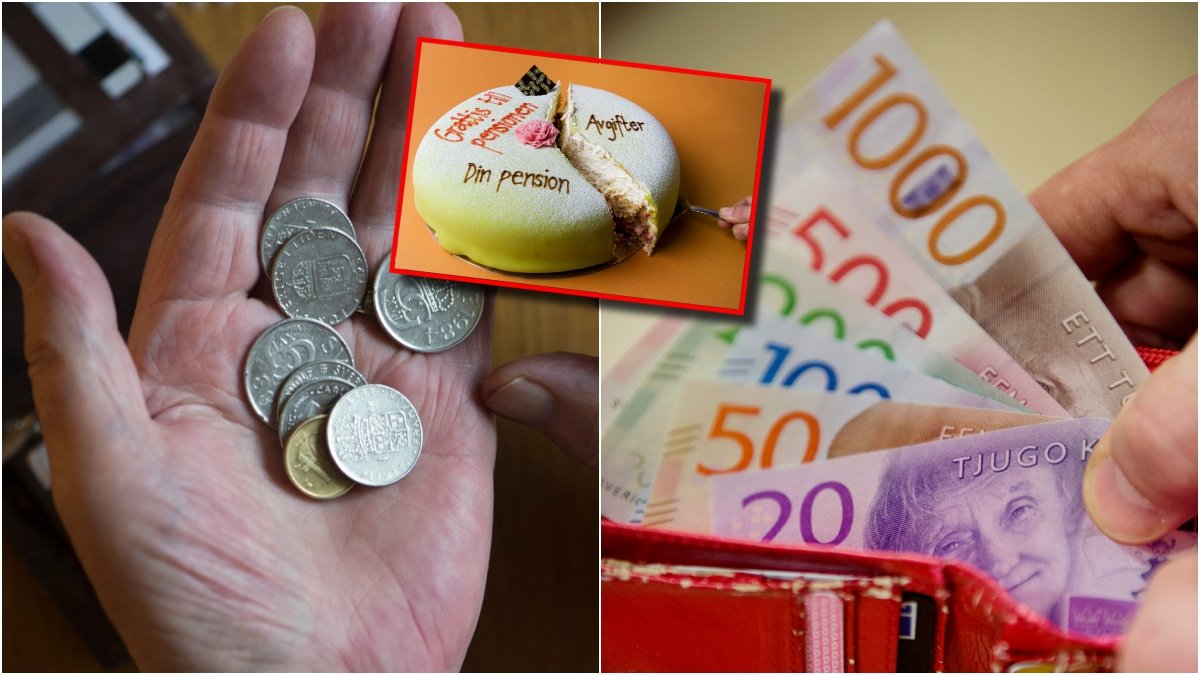 Mynt i handen och sedlar i plånboken.