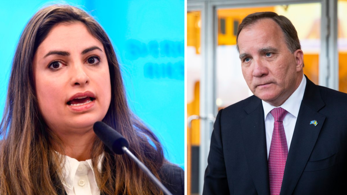 Nooshi Dadgostar (V) och Stefan Löfven (S).