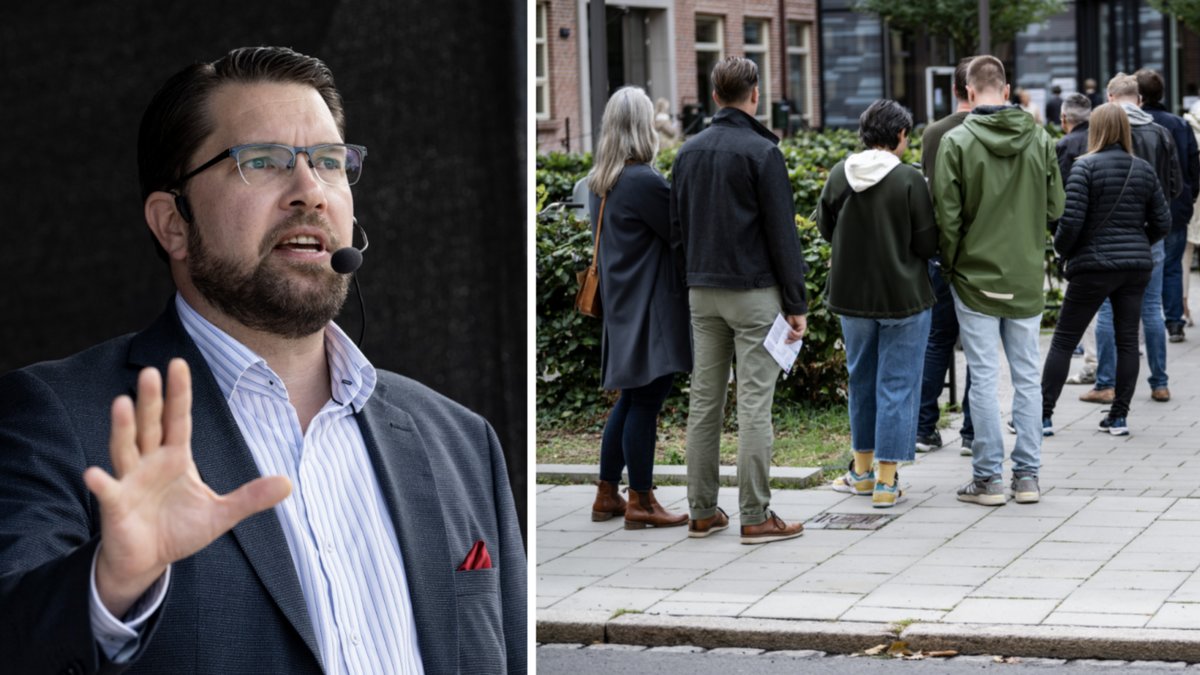 Långa köer gjorde att Jimmie Åkesson tvingades byta vallokal.