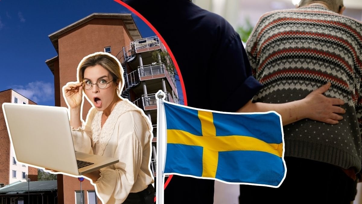 Hemtjänst, Svensk flagga, kvinna vid dator