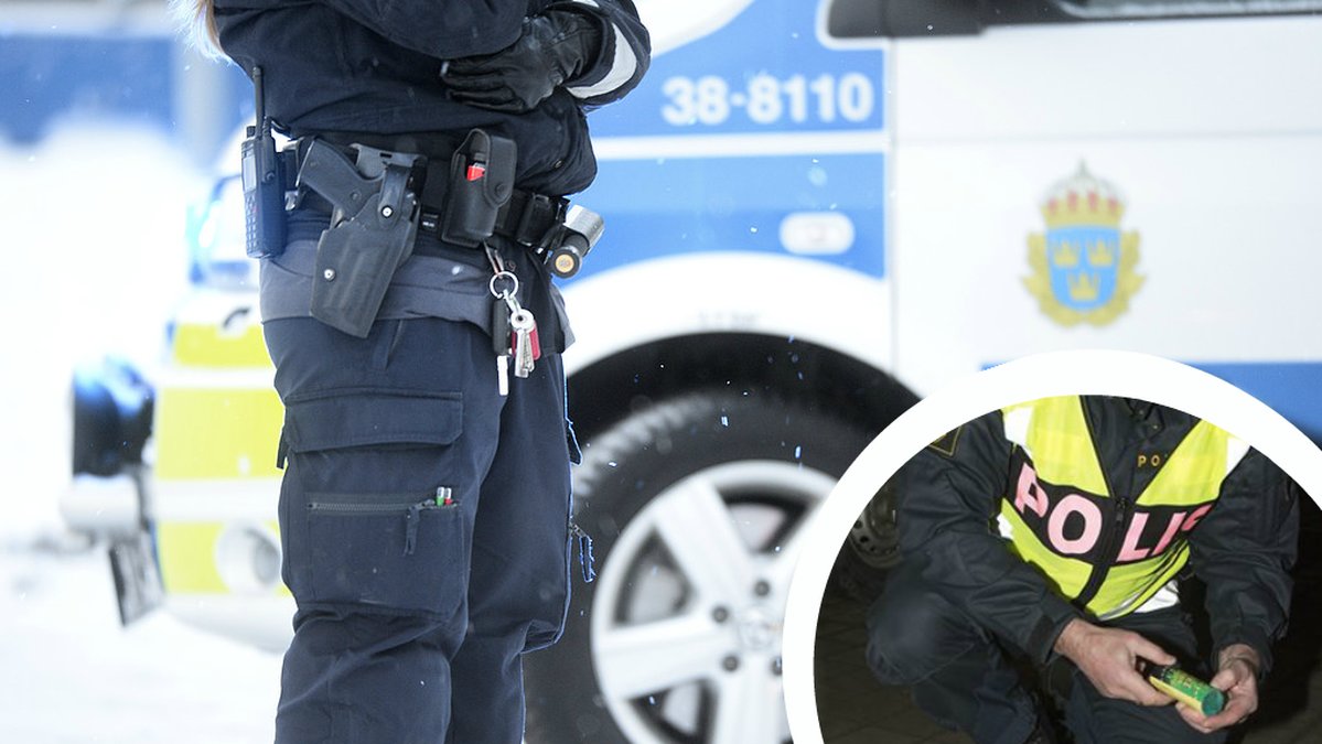 Polisbil vinter smällare
