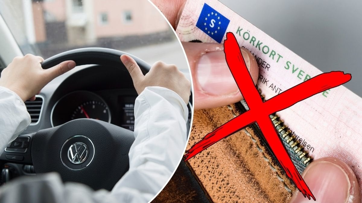 Bilder på körkort och en som kör bil.