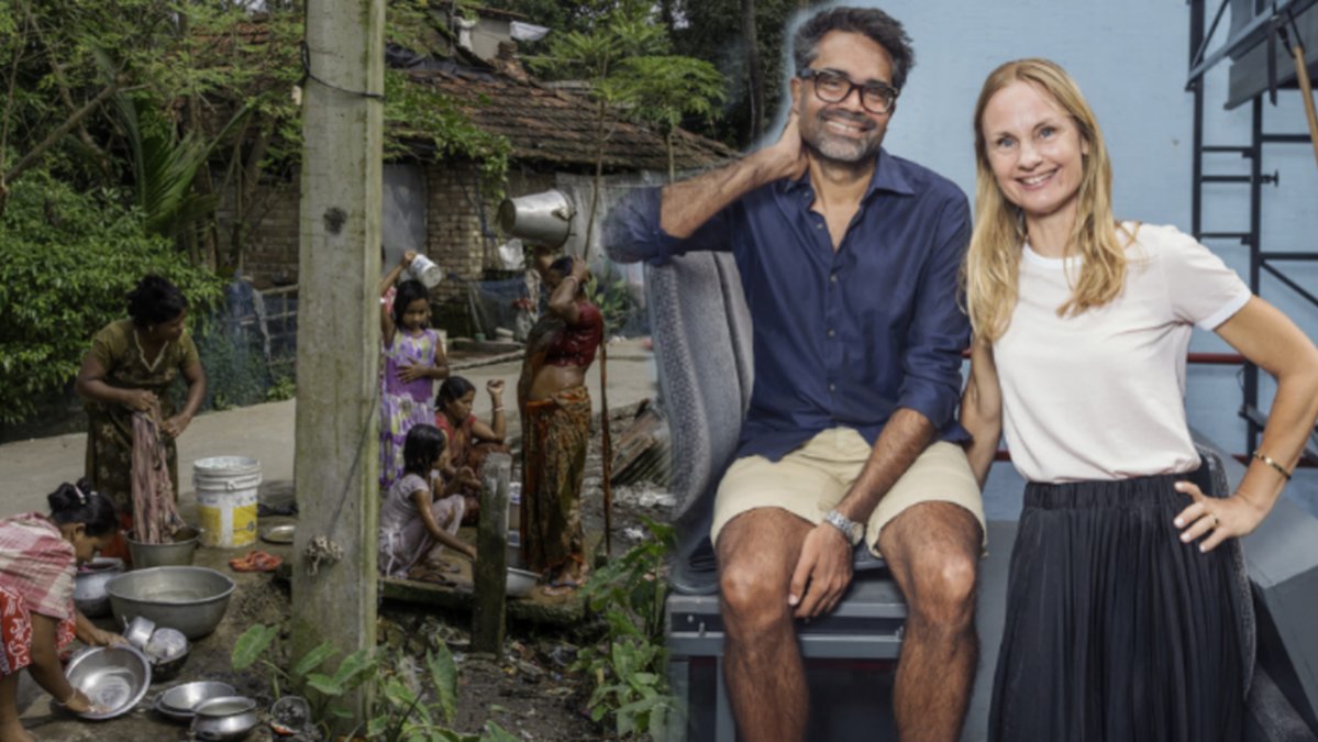 Indien, David Batra med SVT:s korrespondent Malin Mendel 