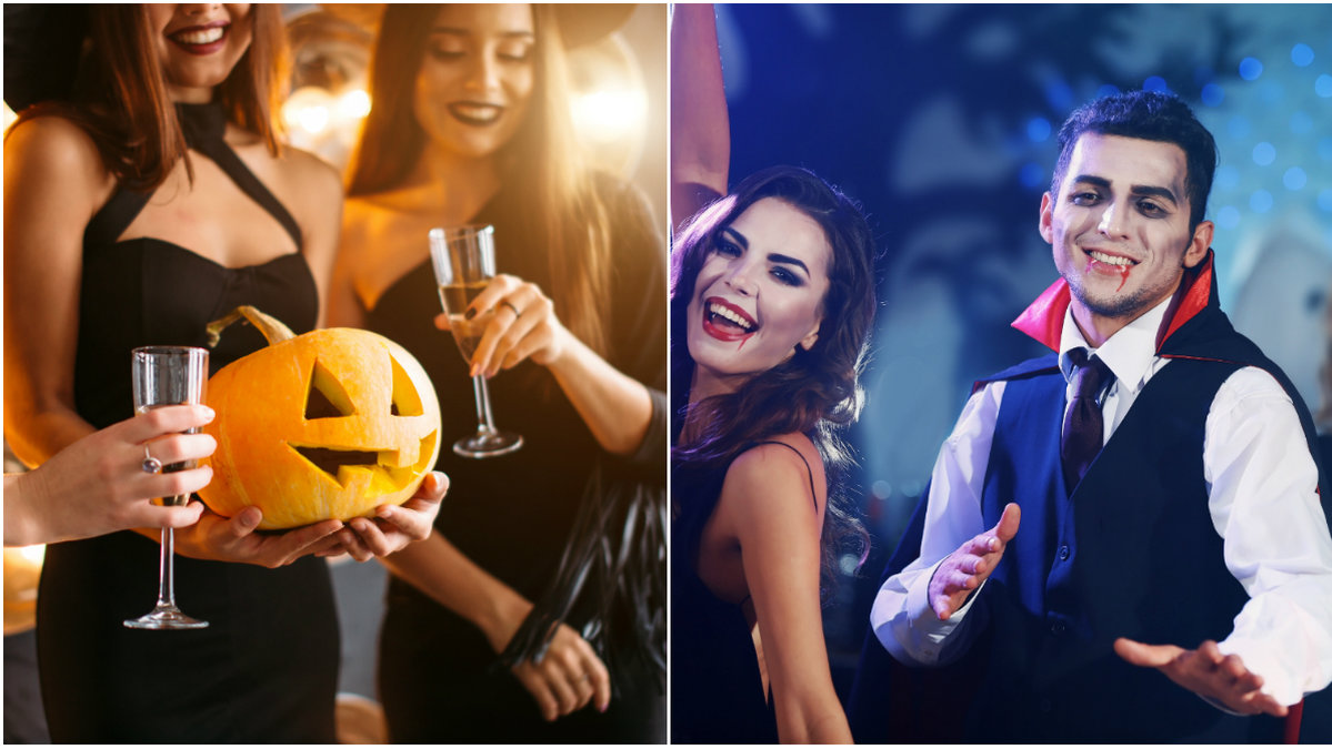 Människor på halloweenfest
