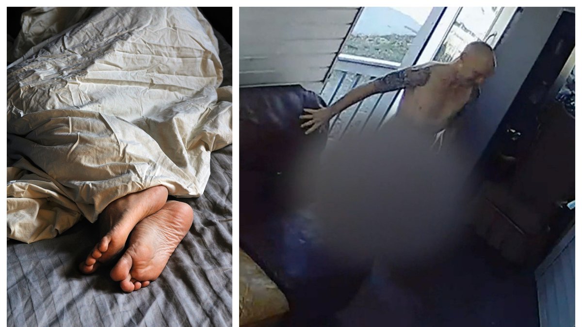 Mannen fångades på en övervakningskamera. 