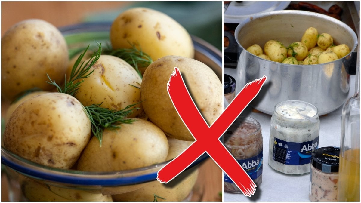 Färskpotatis, kokt potatis och sill. 