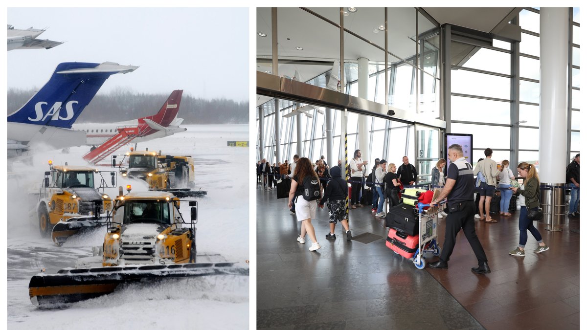 Snöovädret ställer till med problem på Arlanda.