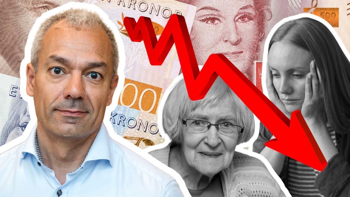 Arturo Arques, äldre kvinna och ung kvinna samt svenska sedlar