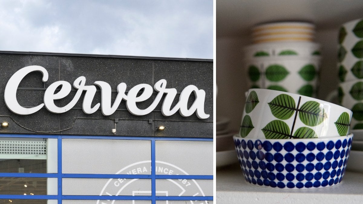Bilder på porslin och en Cervera-skylt.