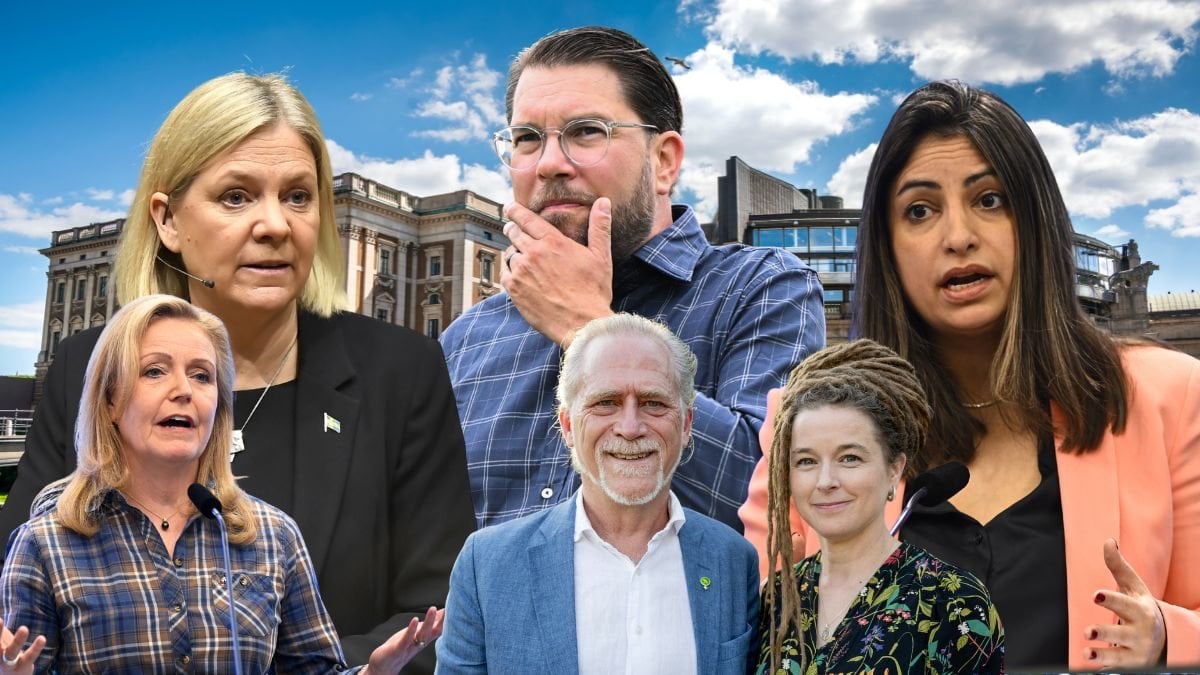 Partieldarna framför riksdagen