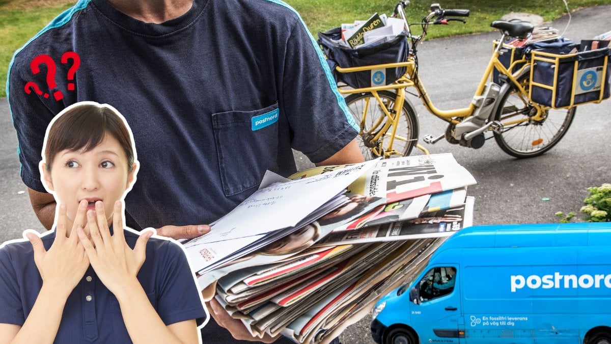 Kvinna, bil, brevbärare, frågetecken