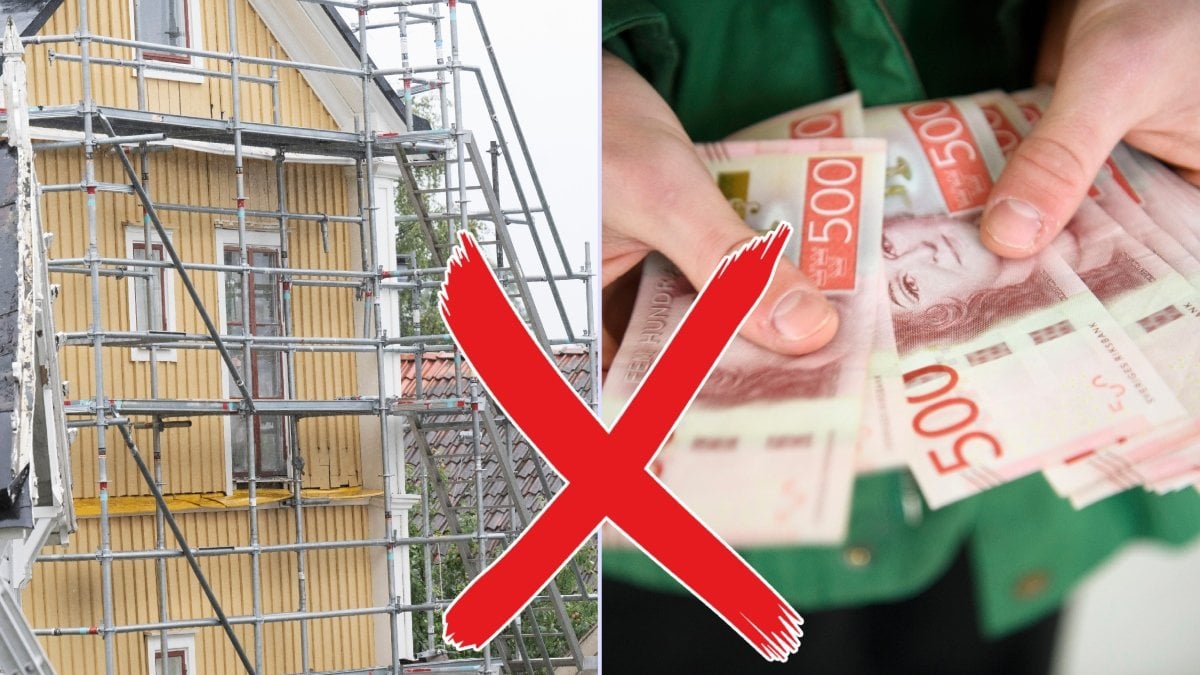 Hus med byggställning och pengar.