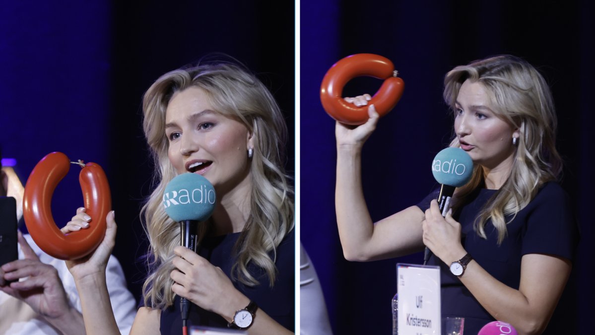 Ebba Bush viftade med korv under debatten: Symbol för allt som är fel