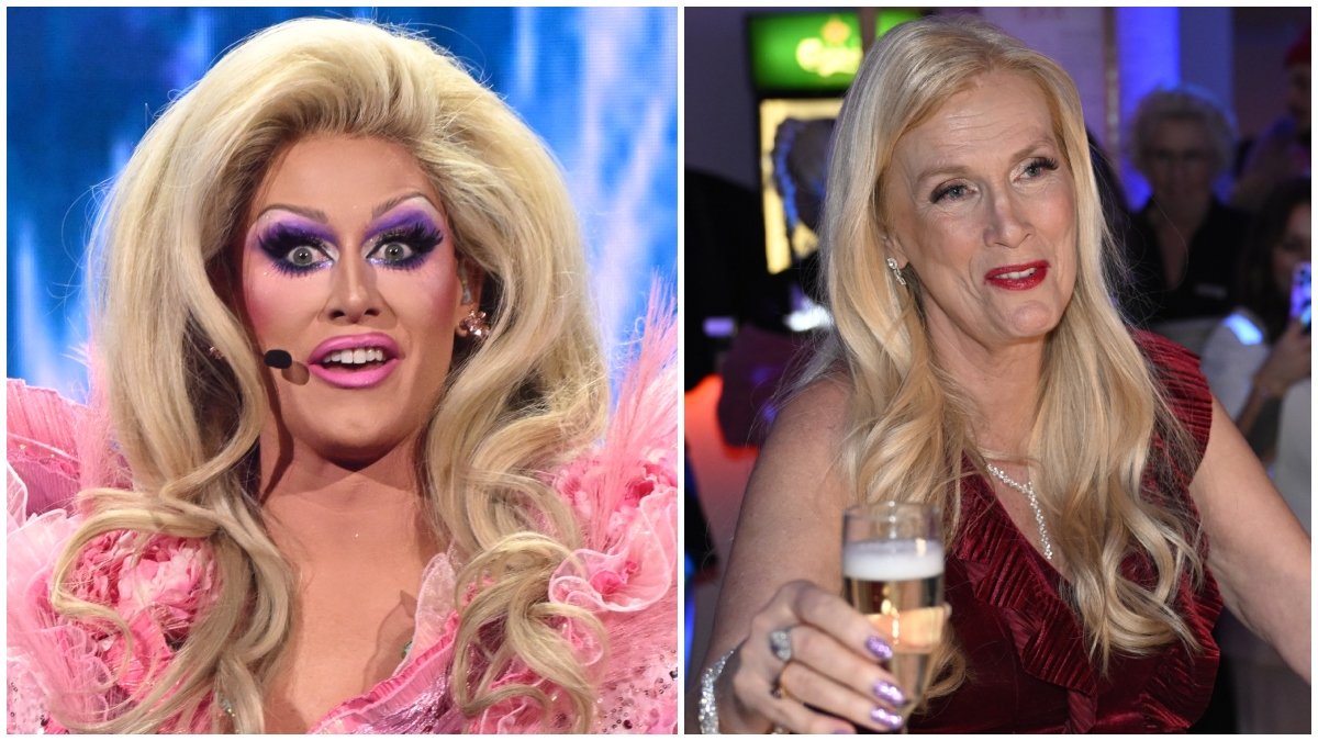 Gunilla Persson på efterfesten av Melodifestivalen. 