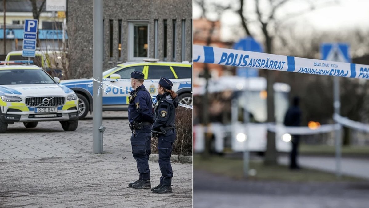 Polis och avspärrning utanför polishuset i Norrköping efter att en person skadats av 'ett vasst tillhygge', enligt polisen.