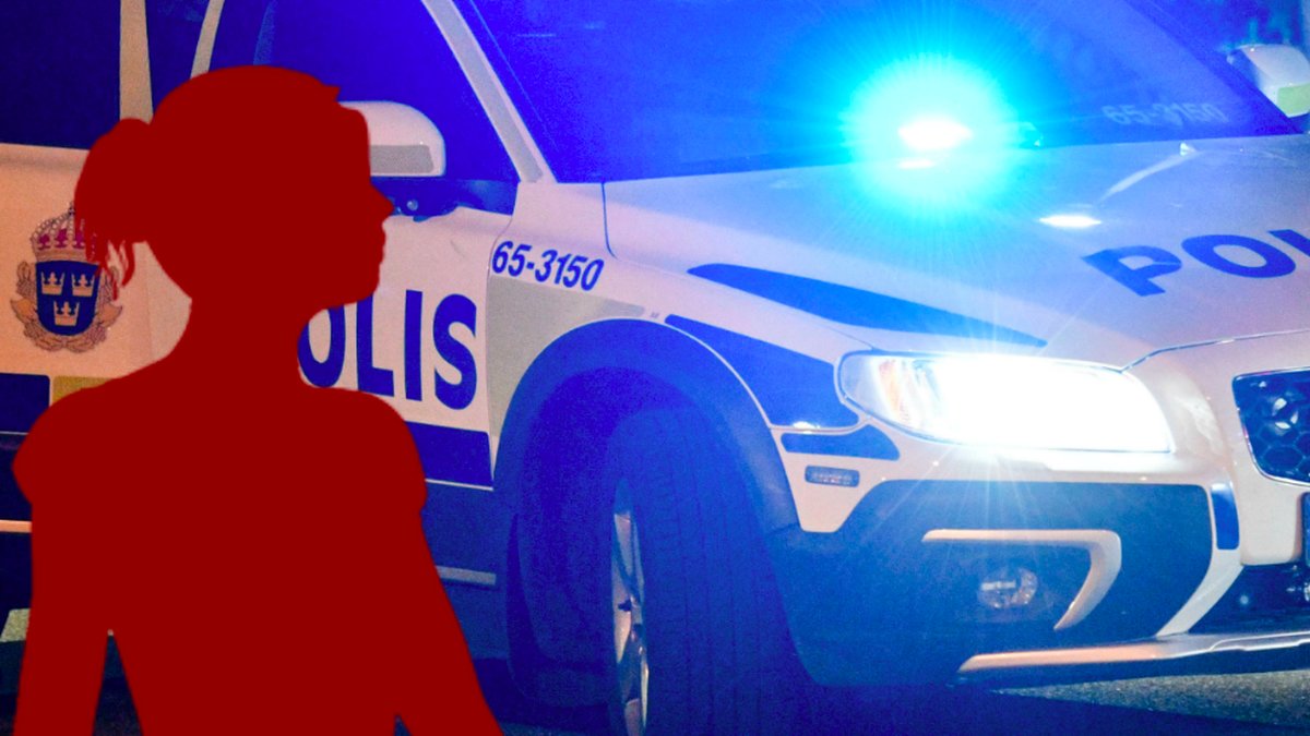 En kvinnlig siluett över polisbil