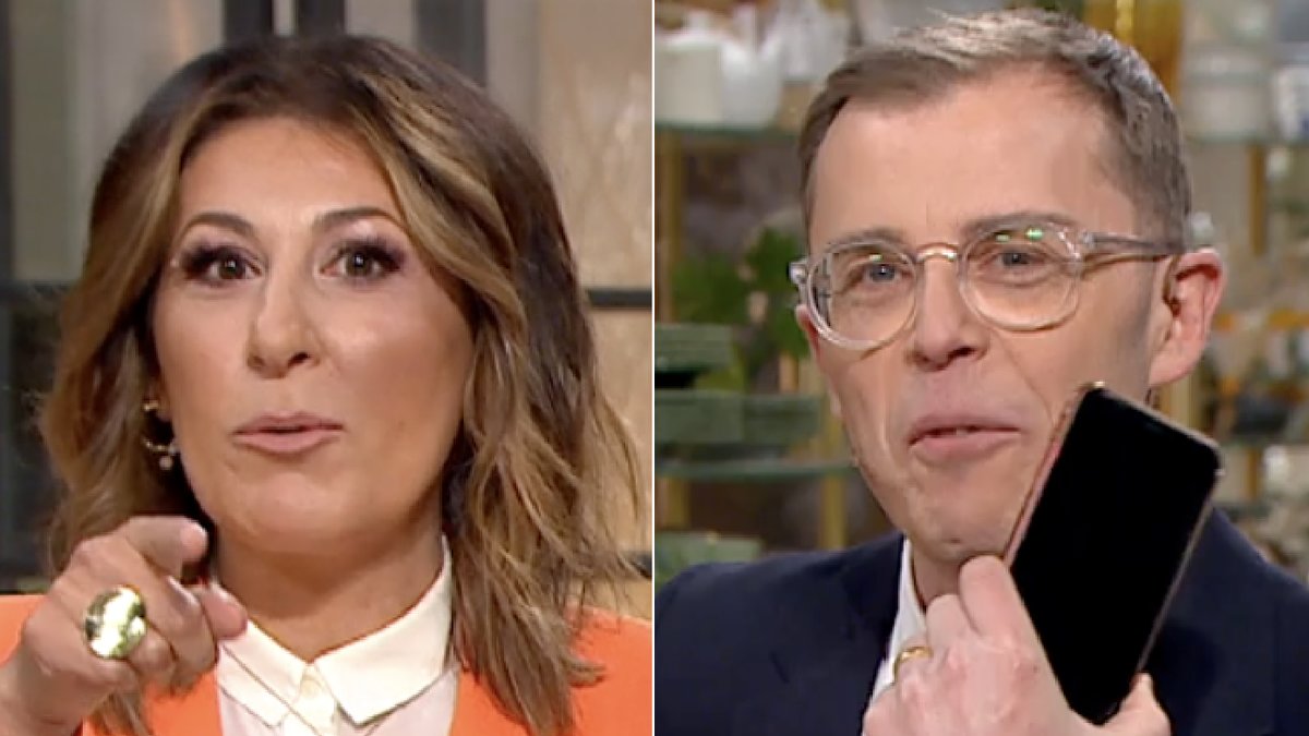 Rania Shemoun Olsson och Tomas Ritter fick sig ett gott skratt i Nyhetsmorgon.  