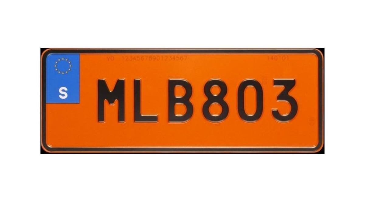 Orange registreringsskylt