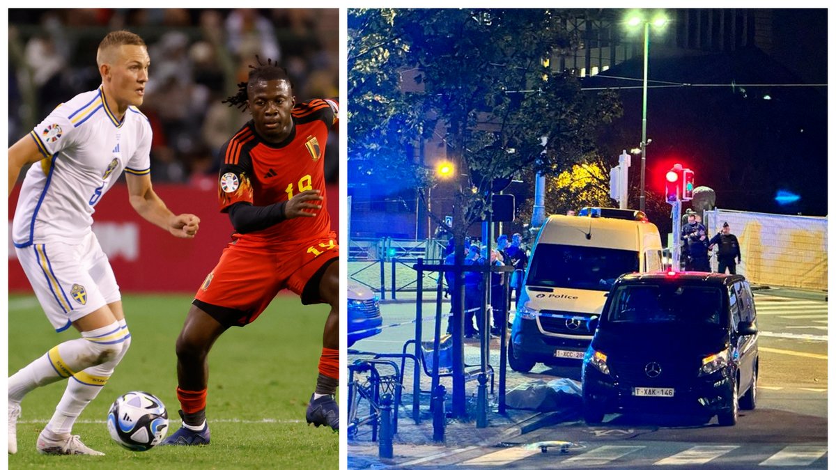 EM-kvalmatchen mellan Sverige och Belgien avbröts efter att två svenskar dödats i ett misstänkt terrordåd i Bryssel. 