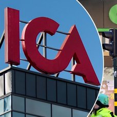 Bilder på Coop-butiken som brann och Icas skylt.