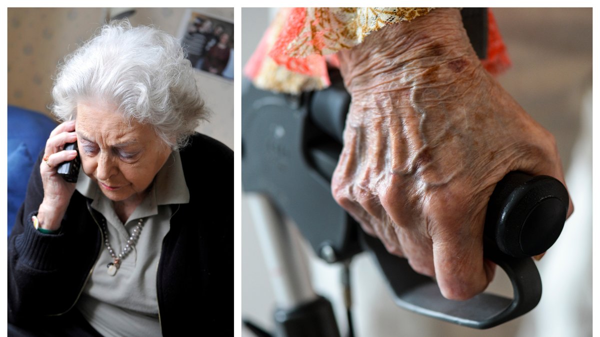 Genrebilder på äldre kvinna.