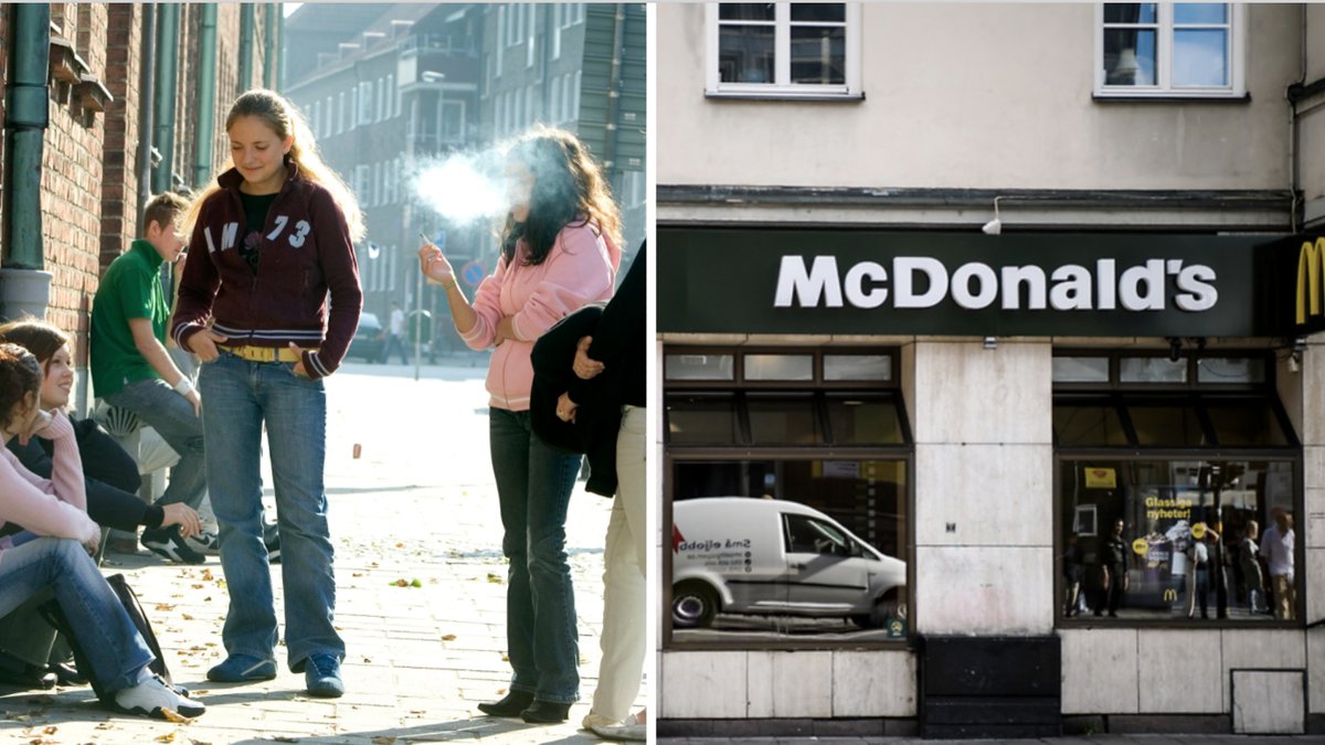 Ett ungdomsgäng stormade McDonald's och betedde sig hotfullt.