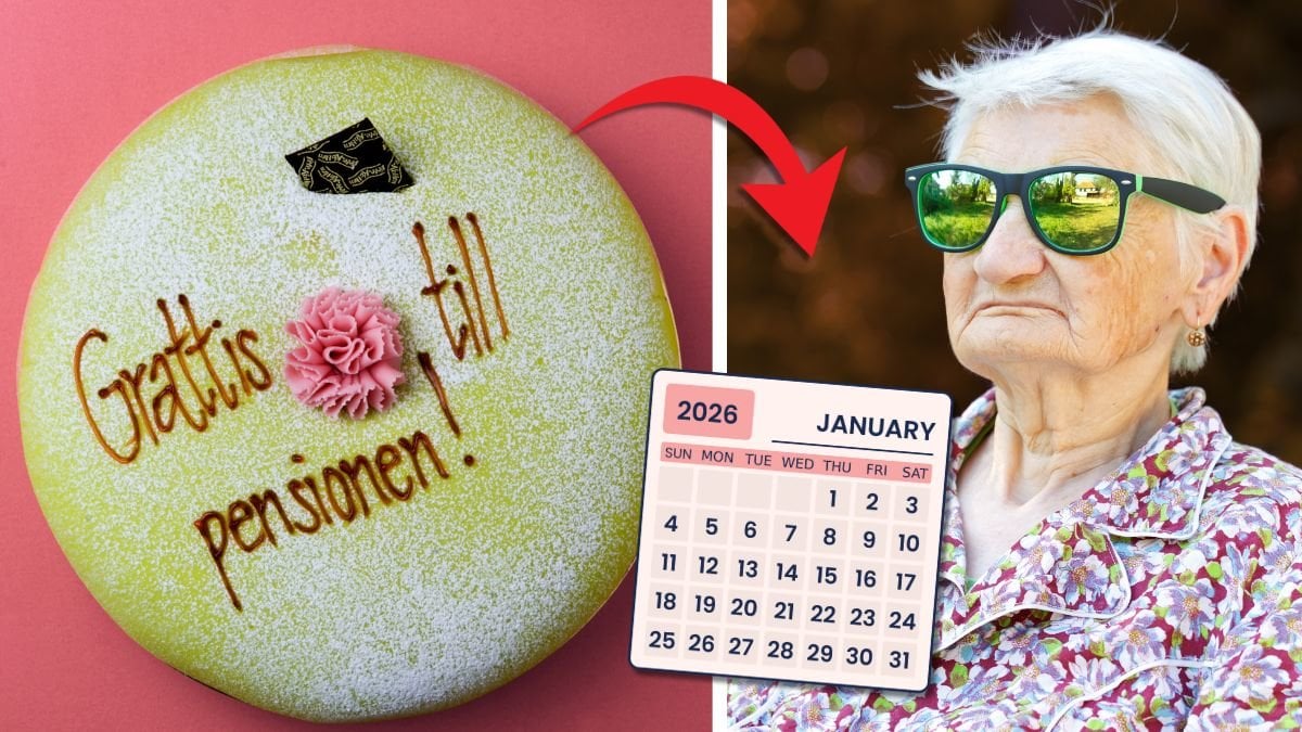 Pensionstårta och en senior.
