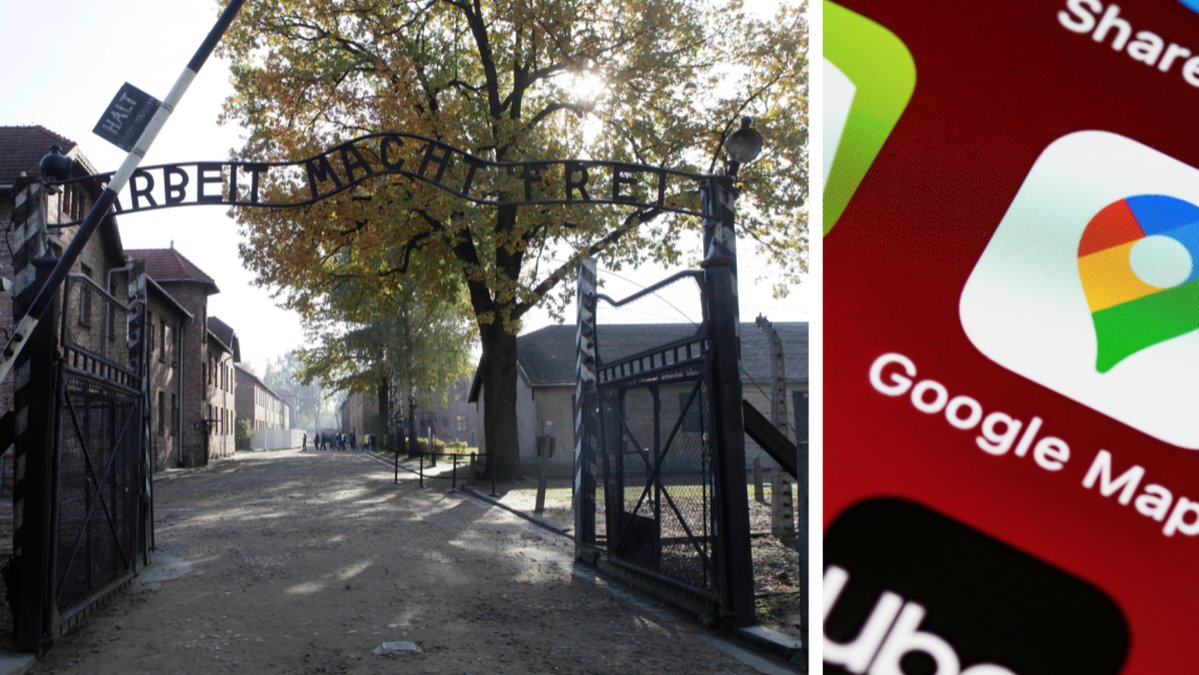 Mängder av antisemitiska kommentarer om Auschwitz på Google Maps.