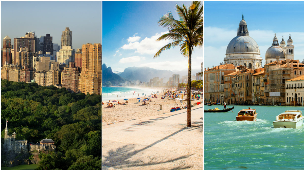 Resa till New York, Rio de Janeiro och Venedig med partner