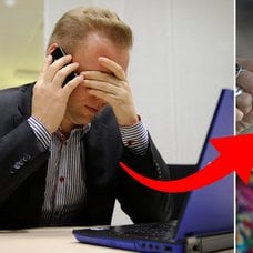 Man som jobbar och kvinna med pengar