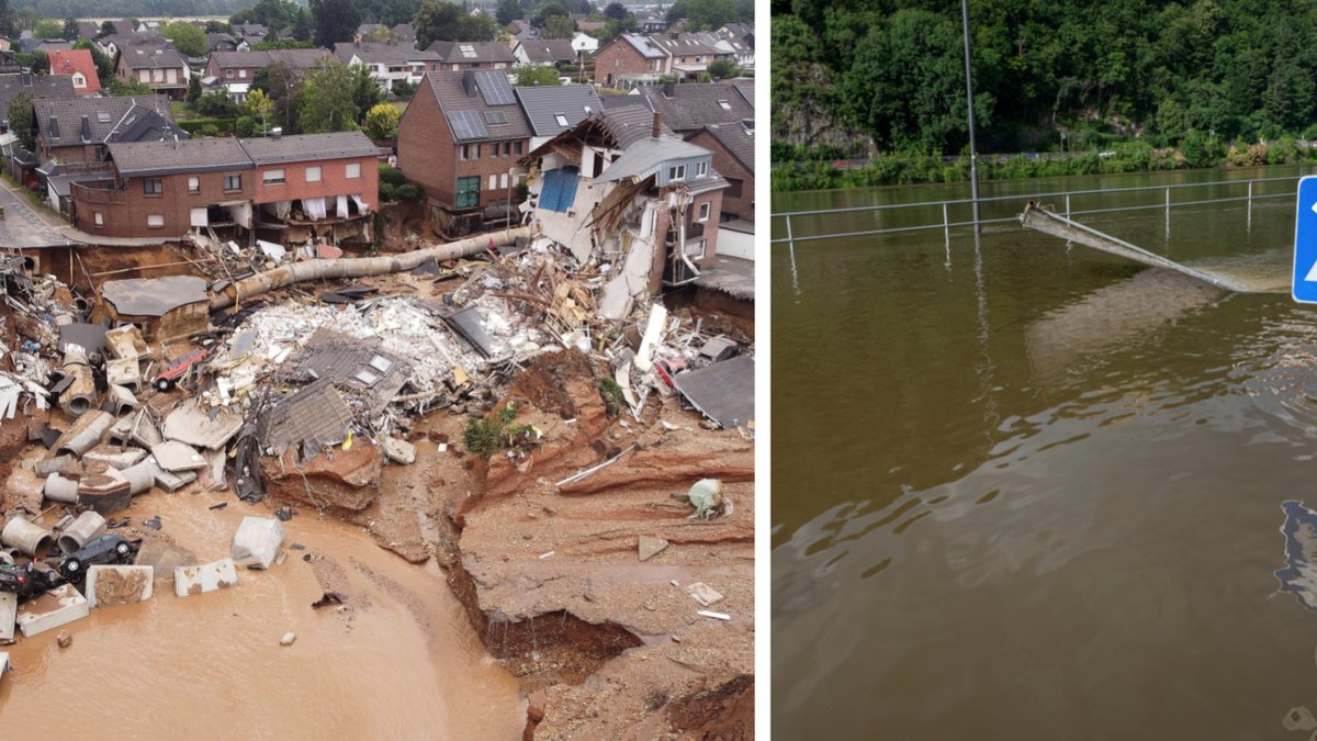 Tyskland och Belgien drabbades av extrema mängder regn i juli.
