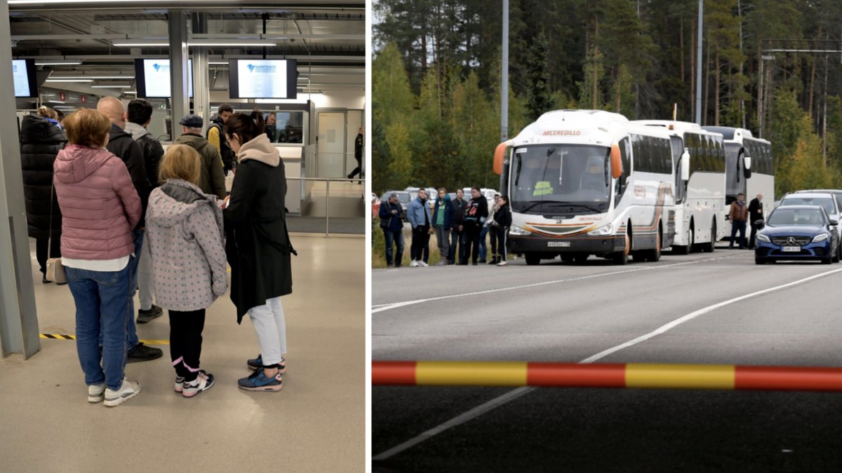 Bilar köar för att få köra in i Finland från Ryssland vid gränsstationen i Virolahti 