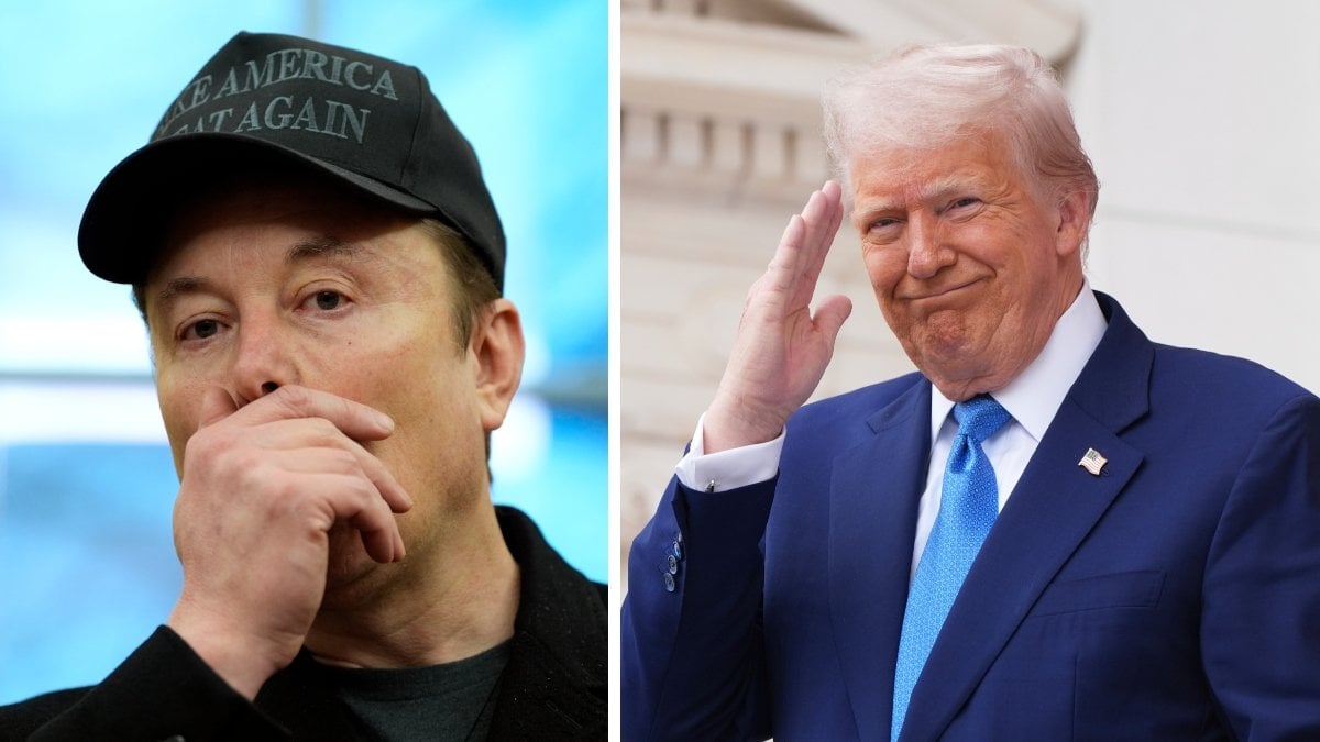Bilden till vänster visar Elon Musk. Bilden till höger visar USA:s president Donald Trump.