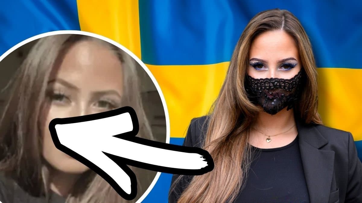 Felicia without a mask and Sweden's Eurovision artist Felicia with a mask