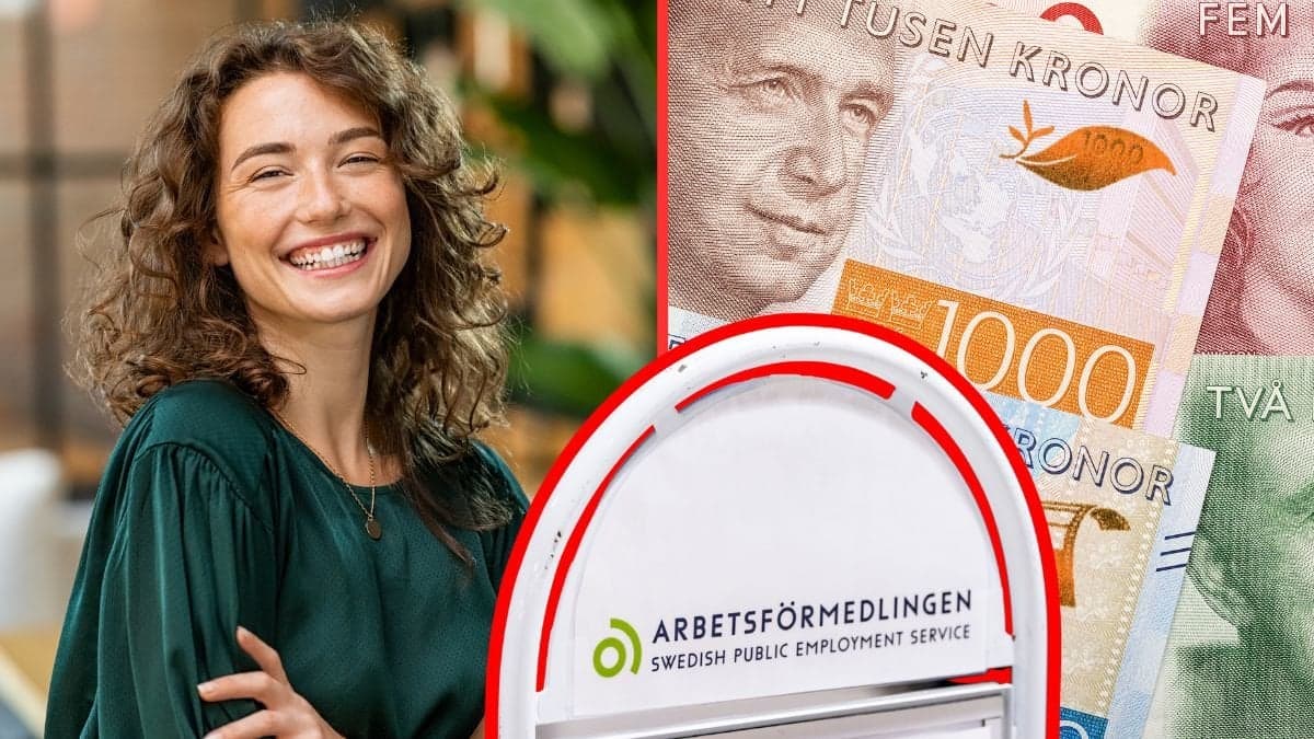arbetsförmedlingen pengar glad kvinna