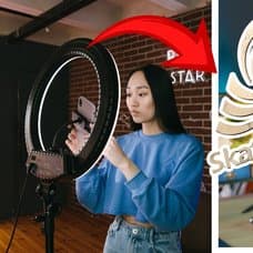 Influencer vänster, gamer höger. Skatteverket-skylt utklippt i mitten.