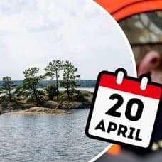 Skärgårdsö och jägare som siktar