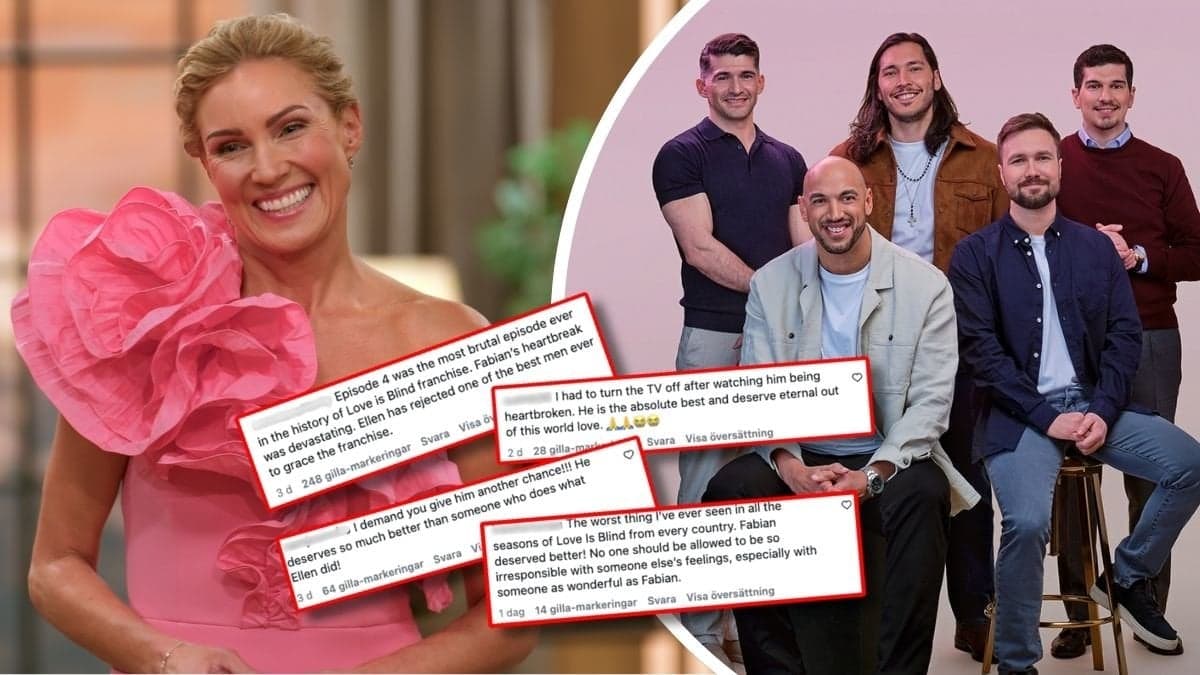 Jessica Almenäs och flera av killarna från Love is blind Sverige 2026