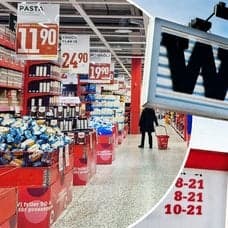 En Willys-butik och en Willys-skylt.