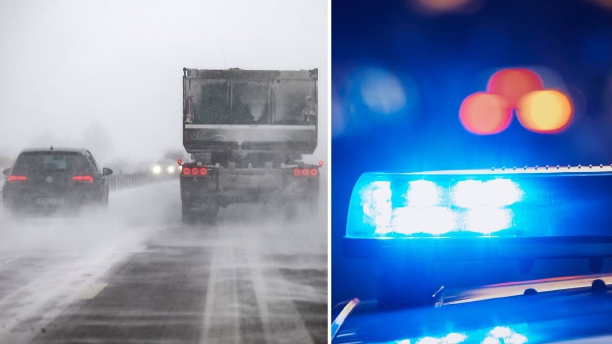 Snörök på väg och blåljus