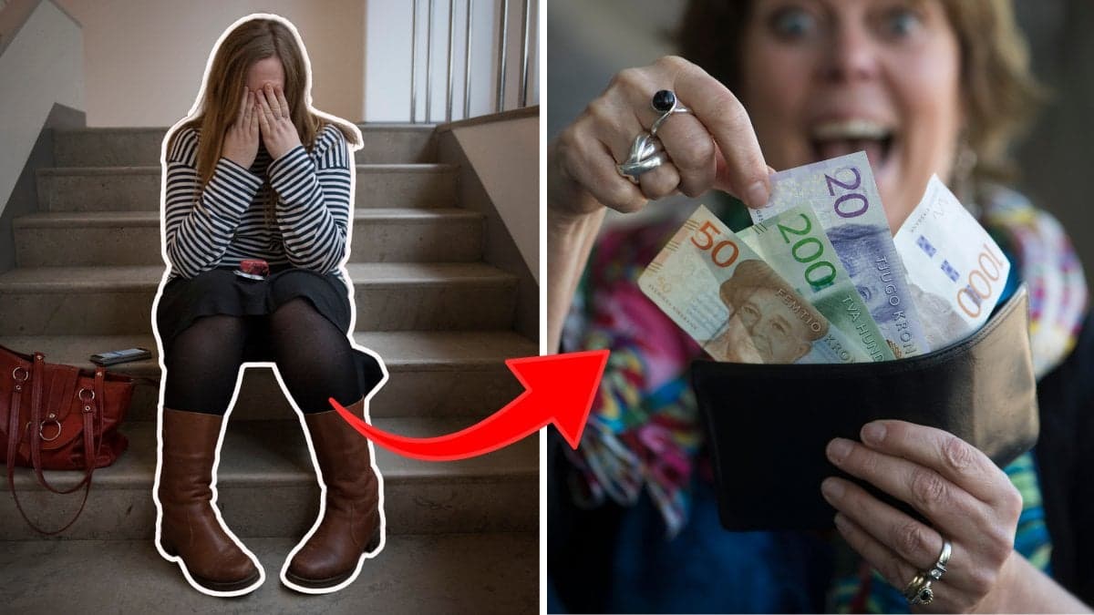 Ledsen kvinna och kvinna med pengar