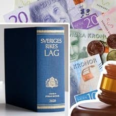 Lagbok och kontanter.